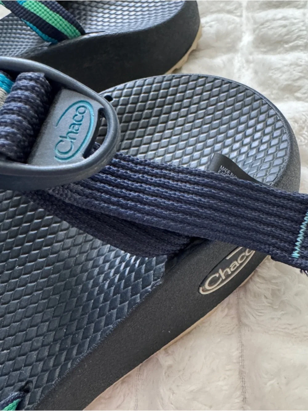 Chaco 9 Tegu Blue & Green Strap Sandals ~ Outdoor Hiking Water Adjustable - Picture 4 of 8
